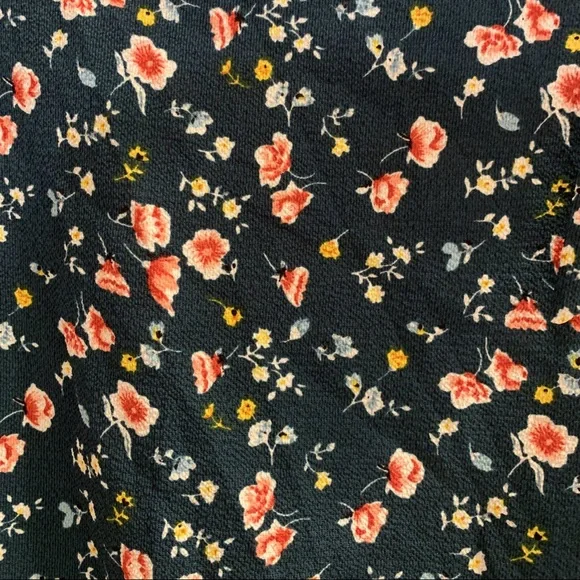 [NWOT] Breezy, Charcoal Blue-Pink/Yellow Floral Wrap-Around Summer Dress - Picture 5 of 6